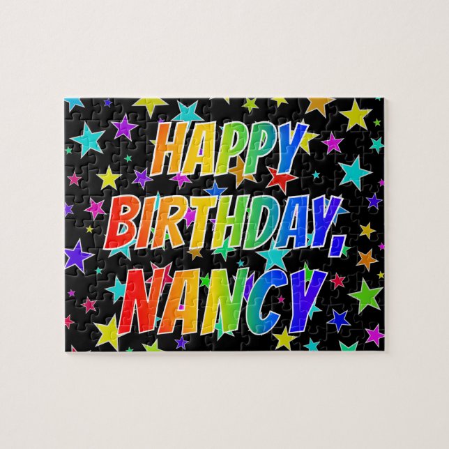 Quebra-cabeça "NANCY" Primeiro Nome, Diversão "FELIZ ANIVERSÁRIO (Horizontal)