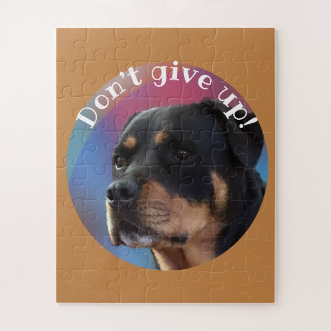 Quebra-cabeça Não Desista Rottweiler Clássico Redondo (Vertical)