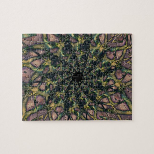 Quebra-cabeça Não Enviando | Arte Fractal Rosa e Amarela (Horizontal)