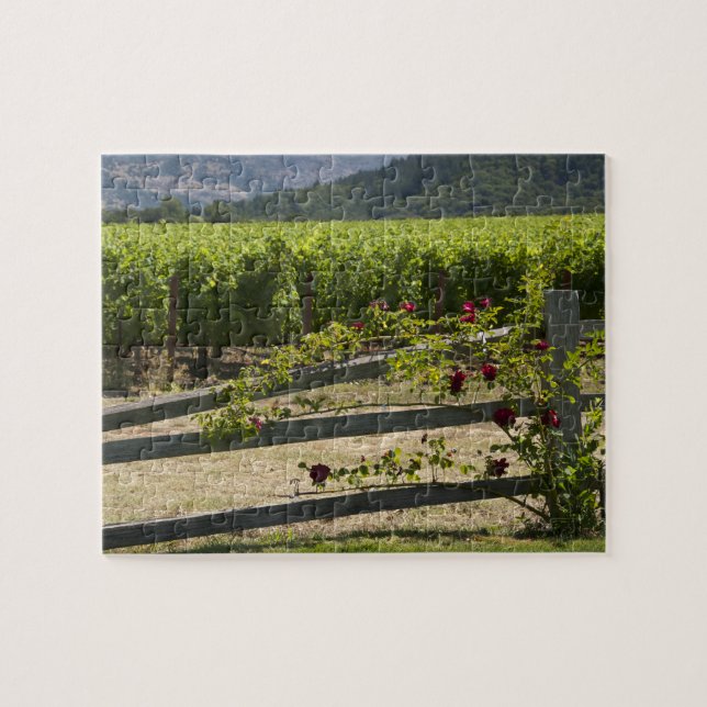 Quebra-cabeça Napa Valley Vineyard e Rosas (Horizontal)