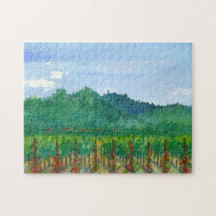 Quebra-cabeça Napa Valley Wine Country Rosa Watercolor Painting