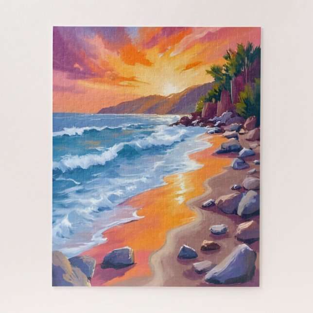 Quebra-cabeça Napili Bay Sunset Maui Hawaii Painting (Vertical)
