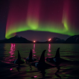Quebra-cabeça Natação Orcas Em Aurora Roxa - Baleia Assassina