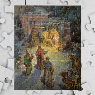 Quebra-cabeça Natais vintages Natividade com Magi Visitante