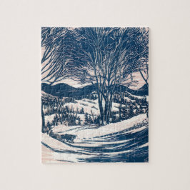 Quebra-cabeça Natais vintages, paisagem da montanha de inverno