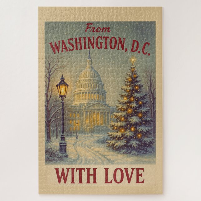 Quebra-cabeça Natal Antigo de Washington, DC Com Amor  (Vertical)