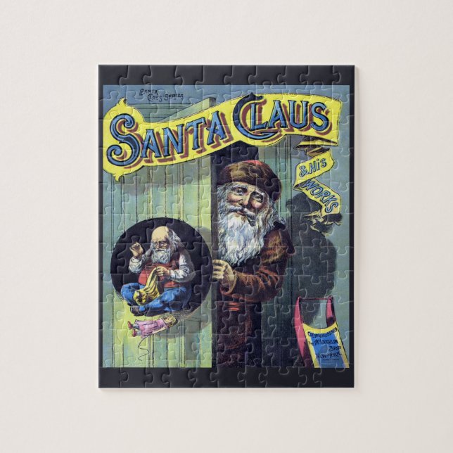 Quebra-cabeça Natal Antigo, Papai Noel e Seu Trabalho Livro (Vertical)