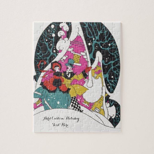 Quebra-cabeça Natal Antigo, Pessoas da Cidade Vitoriana Elegante (Vertical)