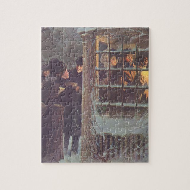 Quebra-cabeça Natal Antigo, pessoas vitorianas em uma festa (Vertical)