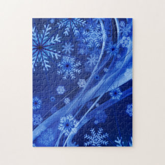 Quebra-cabeça Natal Azul Flocos de Neve de inverno