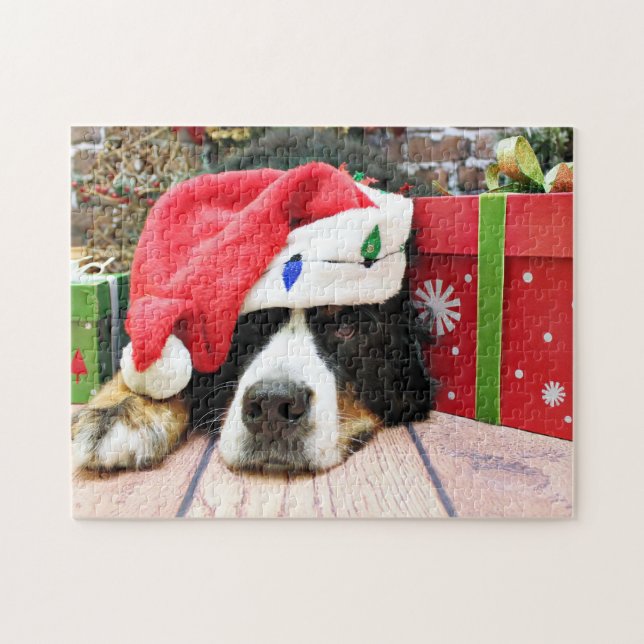 Quebra-cabeça Natal - Cachorro da Montanha Bernese - Mya (Horizontal)