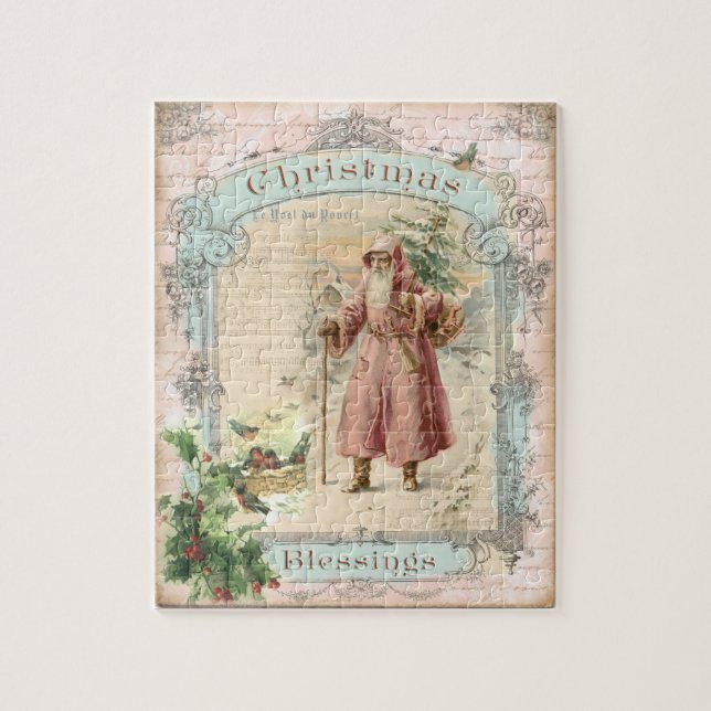 Quebra-cabeça Natal das Árvores Rosa do Papai Noel Vitorianas (Vertical)