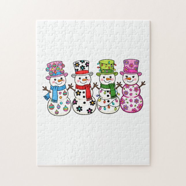 Quebra-cabeça Natal de Boneco de Neve Elegante (Vertical)