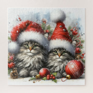 Quebra-cabeça Natal de Kittens Santa Hat
