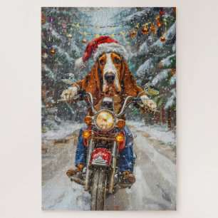 Quebra-cabeça Natal de Motocicleta de Caça-Caça-Basset
