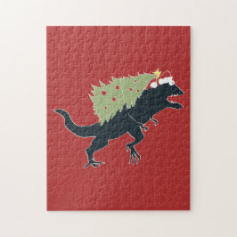 Quebra-cabeça Natal Dinossauro Divertido e Festivo