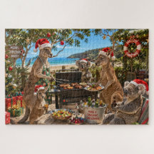Natal divertido de cangurus australianos na churra
