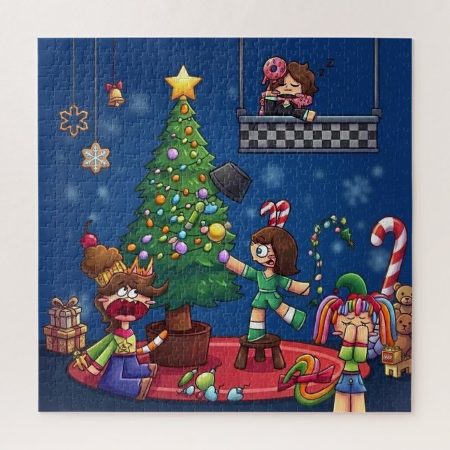 Quebra-cabeça Natal engraçado é cancelado Personagens Chibi Stic (Vertical)