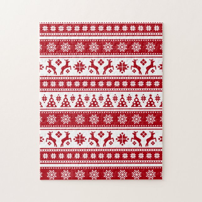 Quebra-cabeça Natal Feriado Padrão Nórdico Cozy (Vertical)