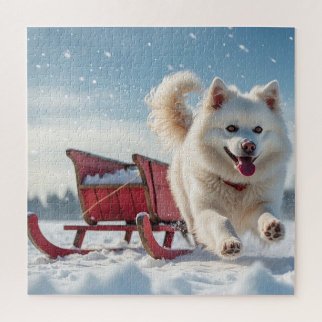 Quebra-cabeça Natal Festivo Samoyed (Vertical)