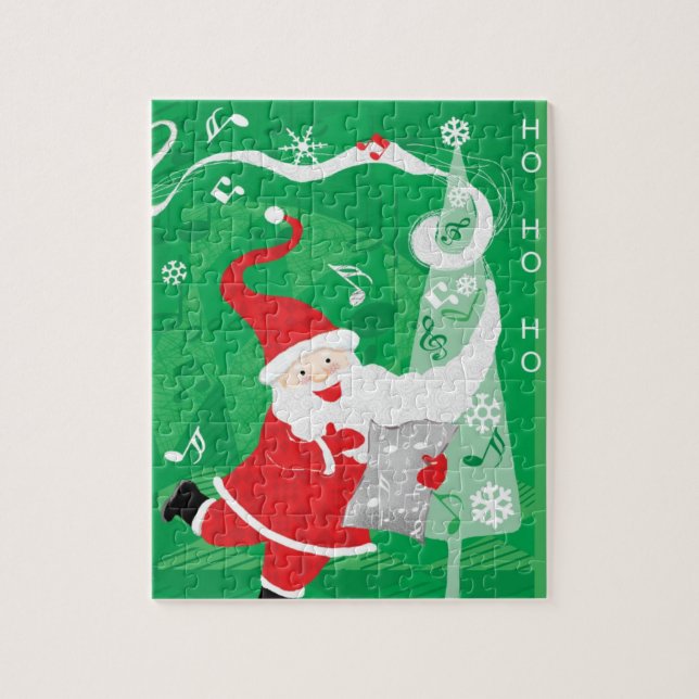 Quebra-cabeça Natal fofo, Papai Noel cantando e dançando (Vertical)