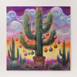 Quebra-cabeça Natal no Deserto Sudoeste Saguaro Cactus