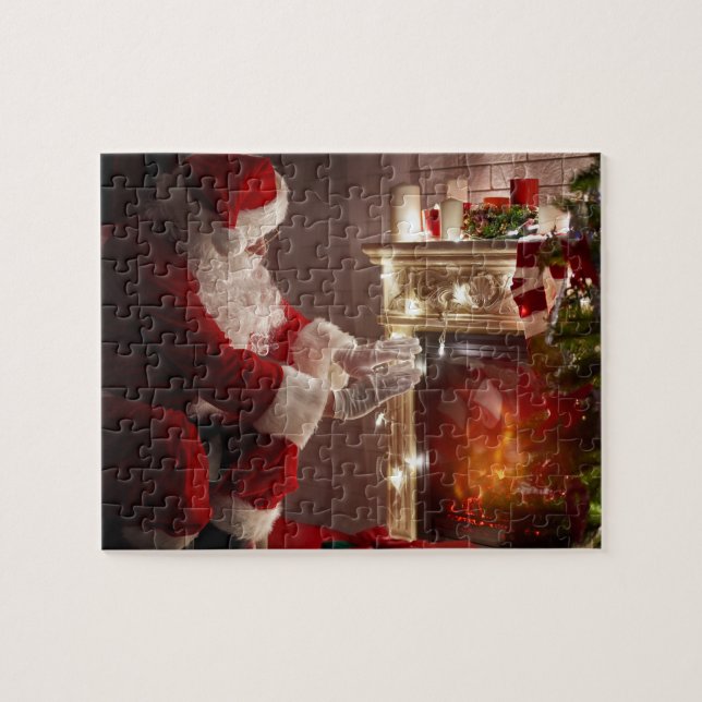 Quebra-cabeça Natal Papai Noel Aquecendo Mãos JigserQuebra-cabeç (Horizontal)