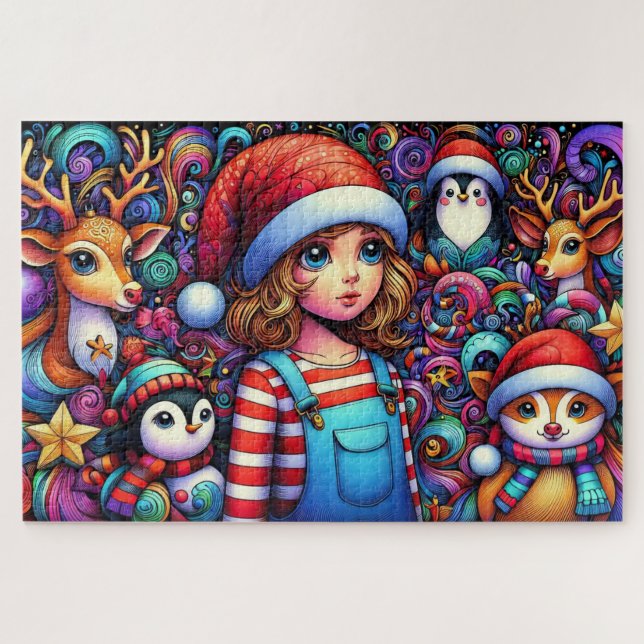 Quebra-cabeça Natal para Crianças e Animais (Horizontal)