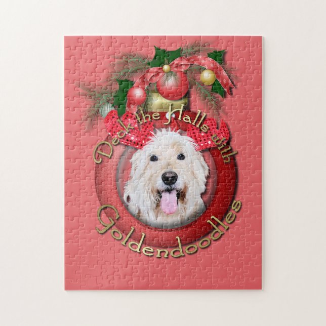 Quebra-cabeça Natal - plataforma os salões - GoldenDoodles - (Vertical)