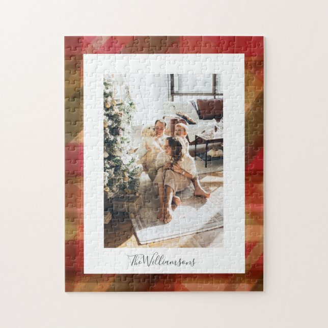 Quebra-cabeça Natal Russo da Xadrez Verde Vermelha (Vertical)