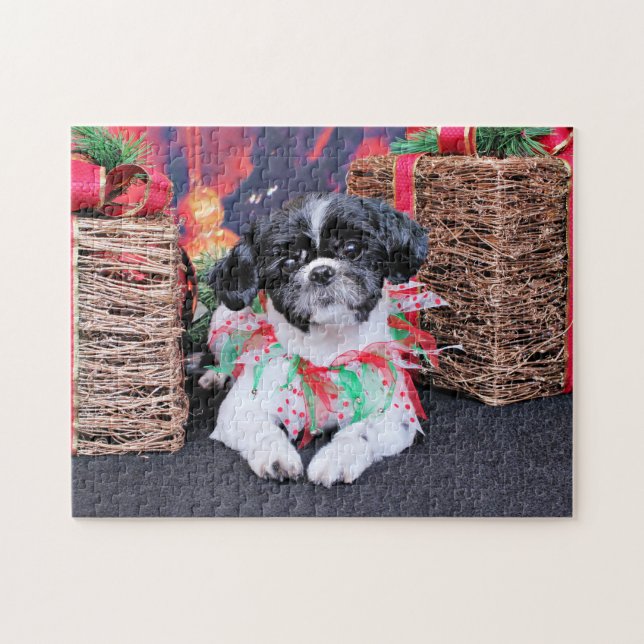 Quebra-cabeça Natal - Shih Tzu - Sadie (Horizontal)