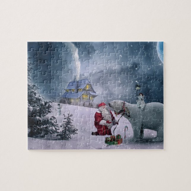 Quebra-cabeça Natal Urso Polar Santa (Horizontal)
