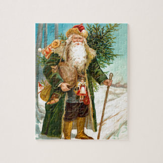 Quebra-cabeça Natal verde Papai Noel de veludo do Victorian