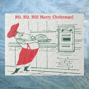 Quebra-cabeça Natal vintage, cozinheiro chefe de Papai Noel e