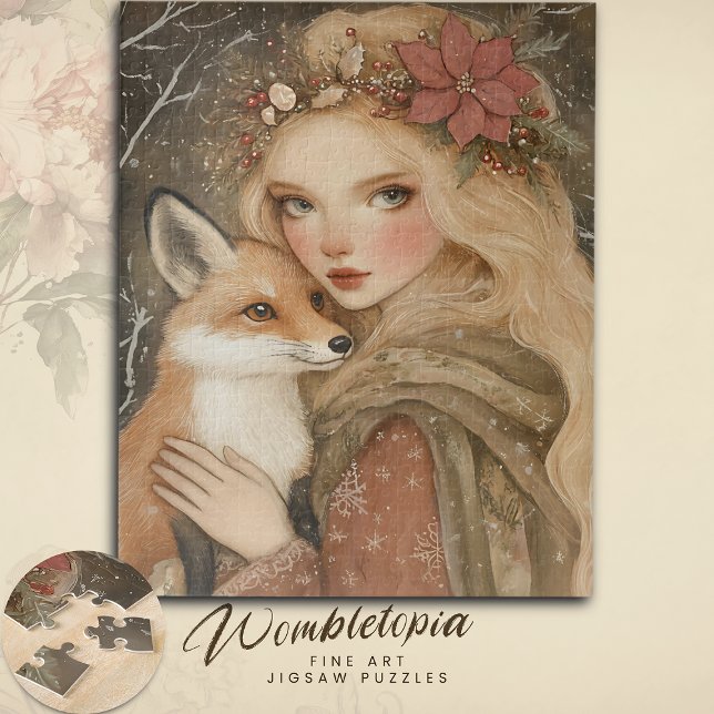 Quebra-cabeça Natal vintage Rapariga com Fox Winter (Criador carregado)