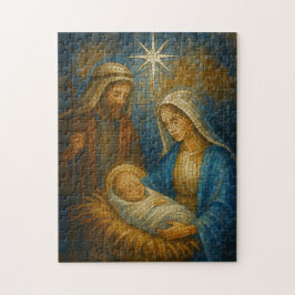 Quebra-cabeça Nativity Stained Glass Mosaic | Holy Family 