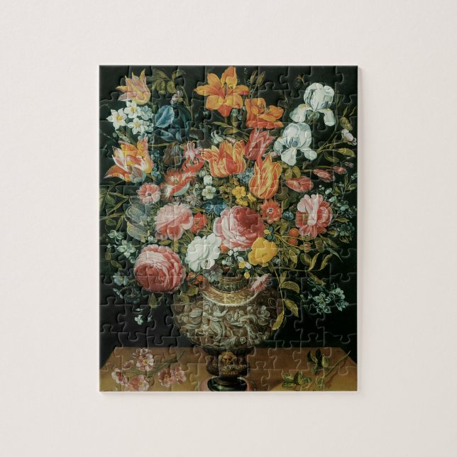 Quebra-cabeça Nature-Morta Barroca Antiga Flores em um Vaso (Vertical)