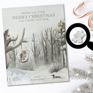 Quebra-cabeça Natureza da floresta Texto opcional Natal nevado