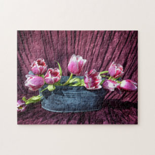 Quebra-cabeça Natureza-morta de tulipas em rosa