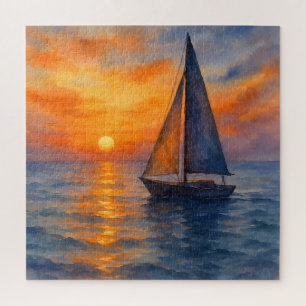 Quebra-cabeça Náutico Marítimo Serene Ocean Sea Sunset