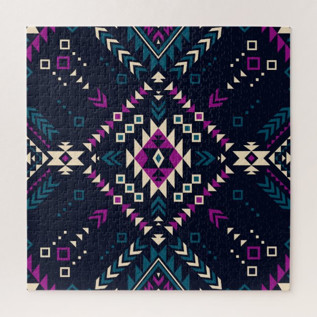 Quebra-cabeça Navajo tribal escuro, geométrico de vintage. (Vertical)