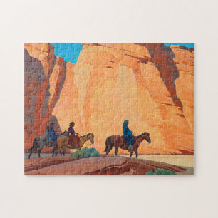 Quebra-cabeça Navajos em um Canyon, 1945 por Maynard Dixon