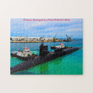 Quebra-cabeça Naval Submarine Guam.Christmas Greetings