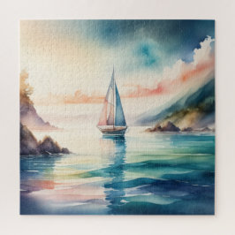 Quebra-cabeça Navegador de pintura por aquarela na água