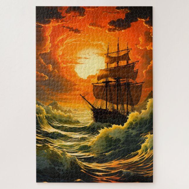 Quebra-cabeça Navio AI ao pôr do sol (Vertical)