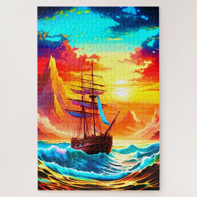 Quebra-cabeça Navio ao pôr do sol (Vertical)