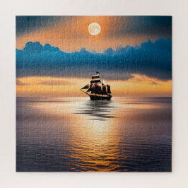 Quebra-cabeça Navio Clipper No Oceano ao Luar