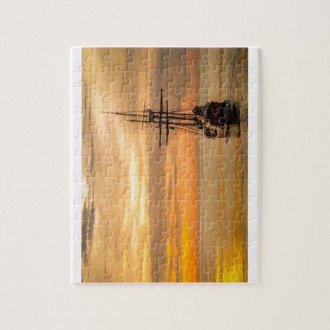Quebra-cabeça Navio de pirata no por do sol (Vertical)