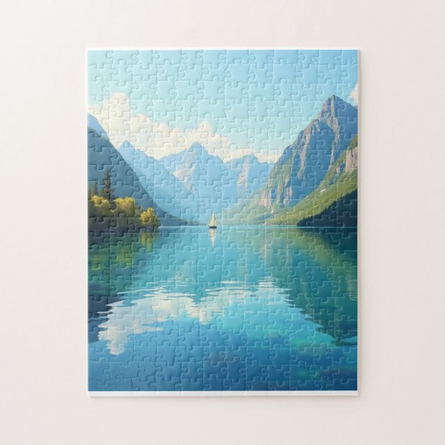 Quebra-cabeça Navio de vela em um lago limpo (Vertical)