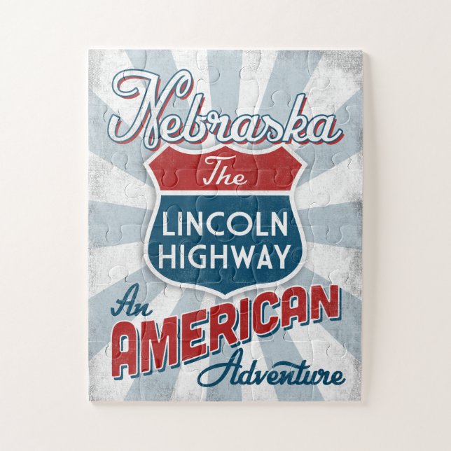 Quebra-cabeça Nebraska Lincoln Highway Vintage América (Vertical)